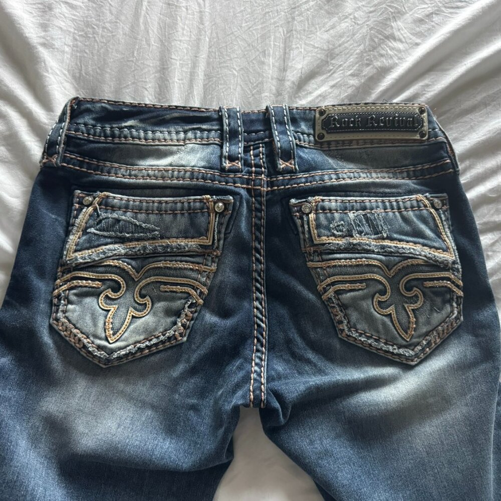 Rock Revival Cara Crop Jeans Size 25 Women’s Distressed Stretch Embellished Flap